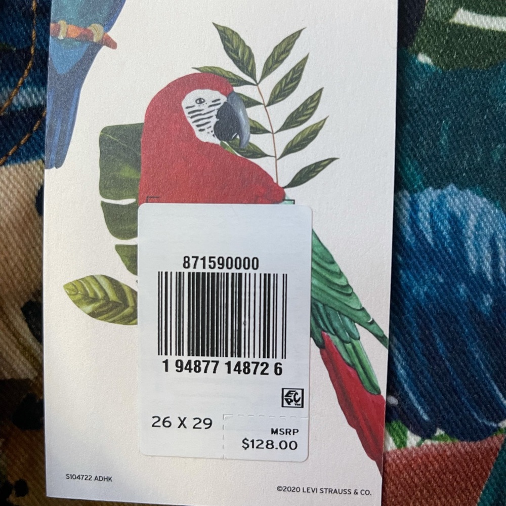 Levi’s X Farm Rio NWT cropped tropical jeans 26 - Picture 5 of 12